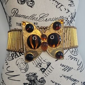 RARE DeLillo Large Gold Butterfly Belt